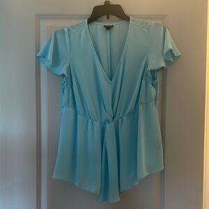 Torrid Green Wrap Blouse with Cap Sleeves